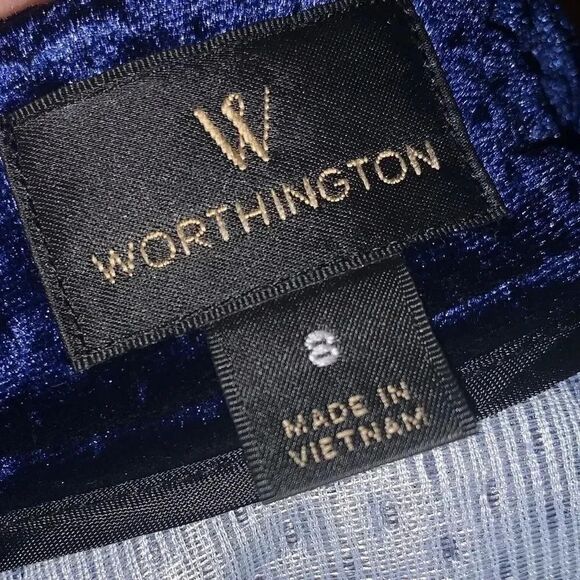 Worthington Novelty Pleated Blue Velvet Skirt Size 8 Medium Short A Line - Picture 4 of 5